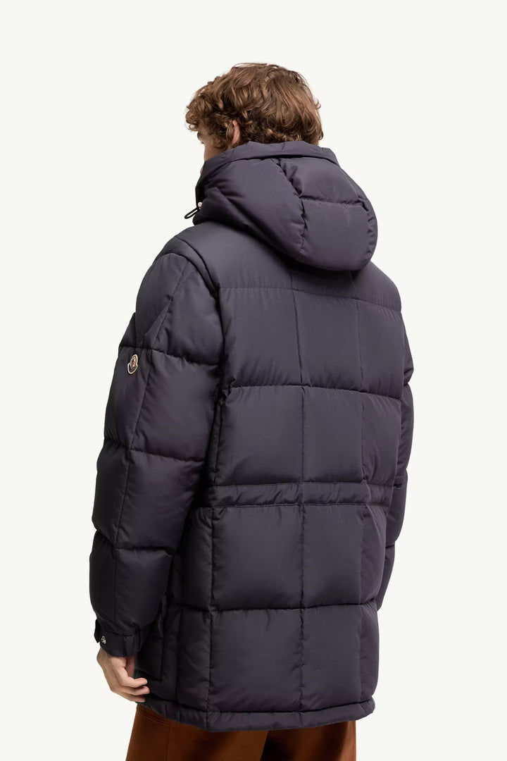 MONCLER - Doudoune Longue à Capuche Sylmara Bleu Foncé