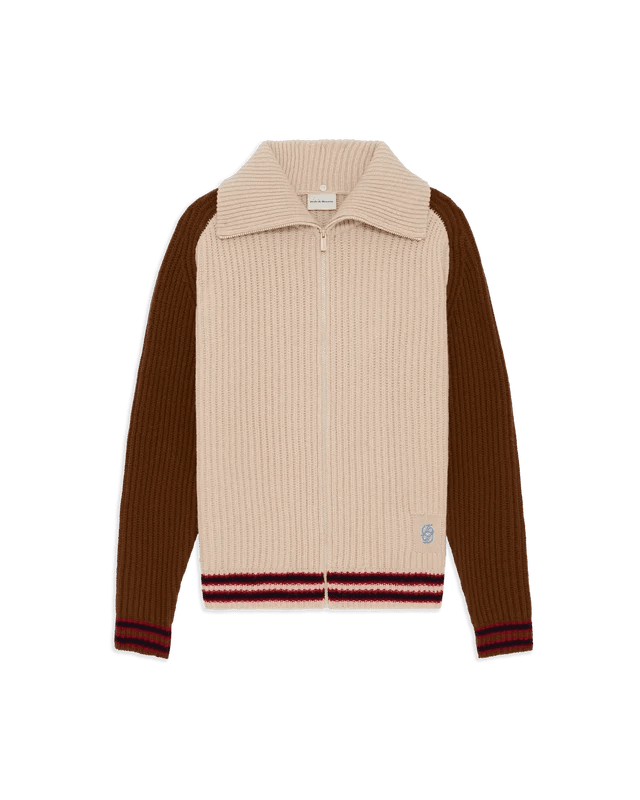 DRÔLE DE MONSIEUR - Cardigan Zippé Col Sherpa D Miroir Blanc cassé - Lothaire