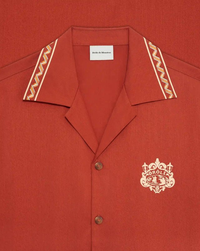 DRÔLE DE MONSIEUR - Chemise Brodée Danseurs en Tencel Rouge brique - Lothaire