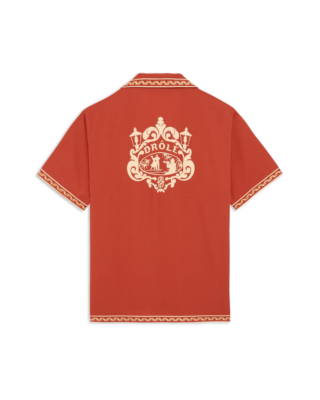 DRÔLE DE MONSIEUR - Chemise Brodée Danseurs en Tencel Rouge brique - Lothaire