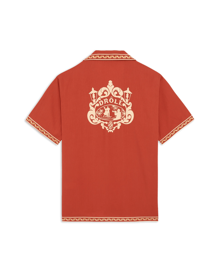 DRÔLE DE MONSIEUR - Chemise Brodée Danseurs en Tencel Rouge brique - Lothaire