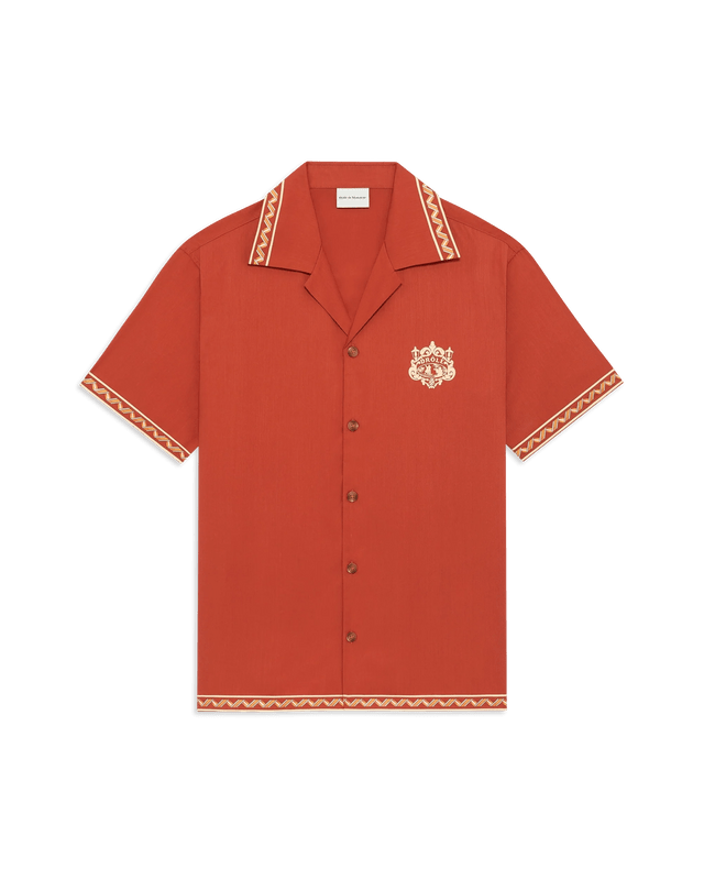 DRÔLE DE MONSIEUR - Chemise Brodée Danseurs en Tencel Rouge brique - Lothaire