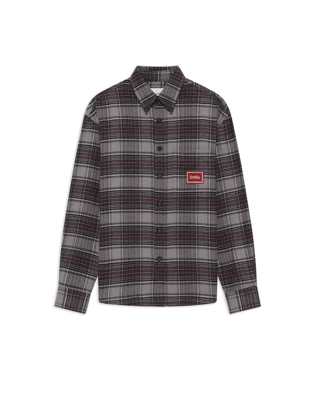 DRÔLE DE MONSIEUR - Chemise Flanelle Boxy à carreaux Gris - Lothaire