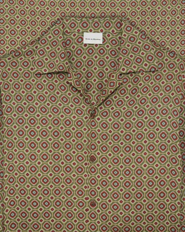 DRÔLE DE MONSIEUR - Chemise Geometric en viscose Kaki - Lothaire