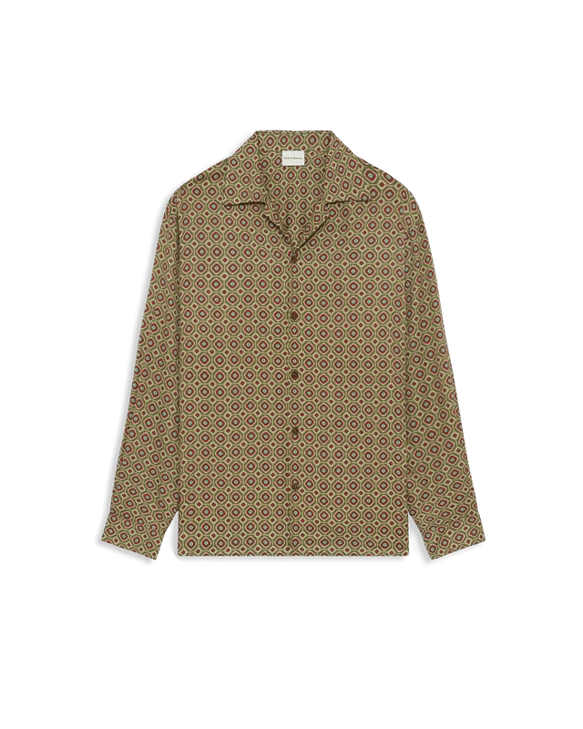 DRÔLE DE MONSIEUR - Chemise Geometric en viscose Kaki - Lothaire