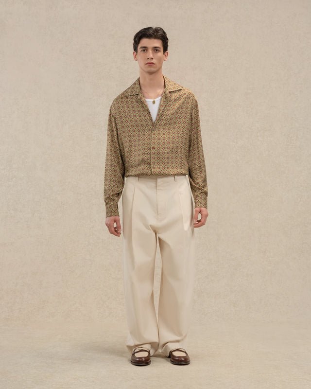 DRÔLE DE MONSIEUR - Chemise Geometric en viscose Kaki - Lothaire