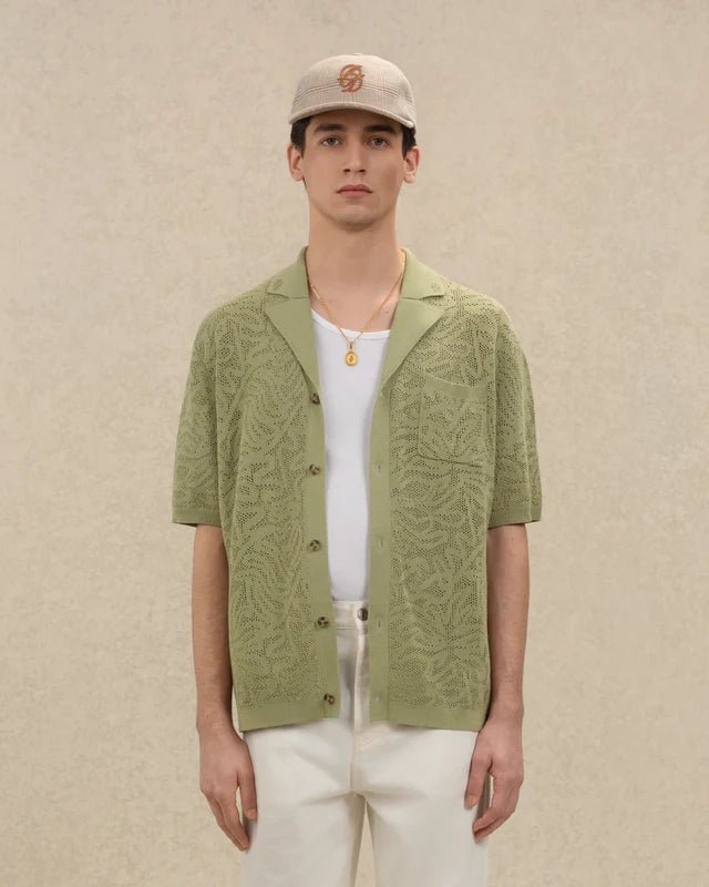 DRÔLE DE MONSIEUR - Chemise maille dentelle en coton Kaki - Lothaire
