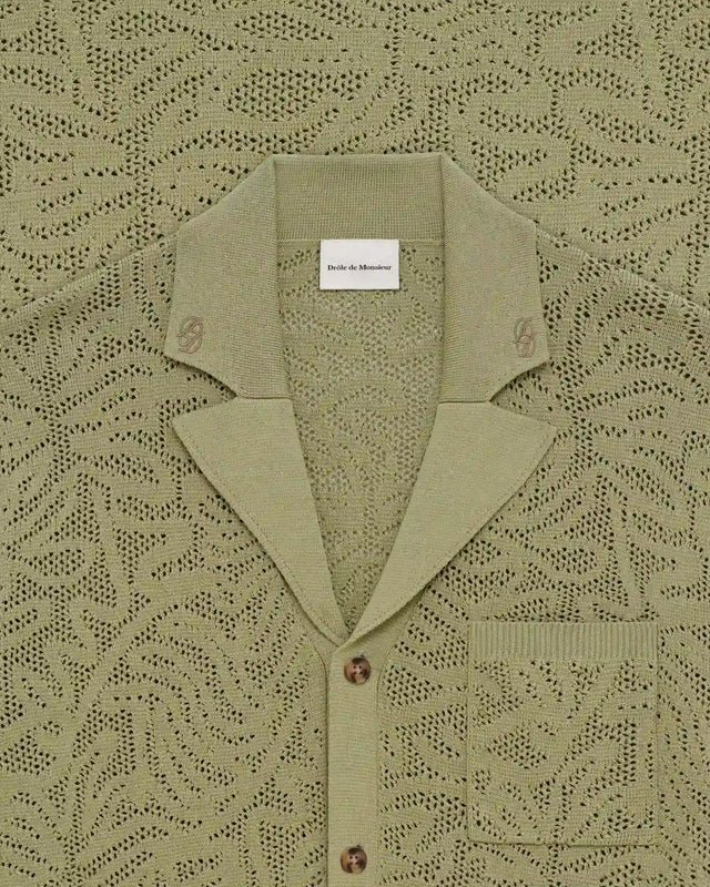 DRÔLE DE MONSIEUR - Chemise maille dentelle en coton Kaki - Lothaire
