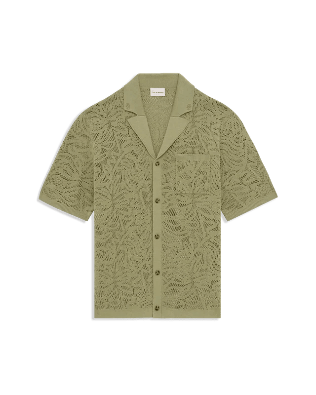 DRÔLE DE MONSIEUR - Chemise maille dentelle en coton Kaki - Lothaire