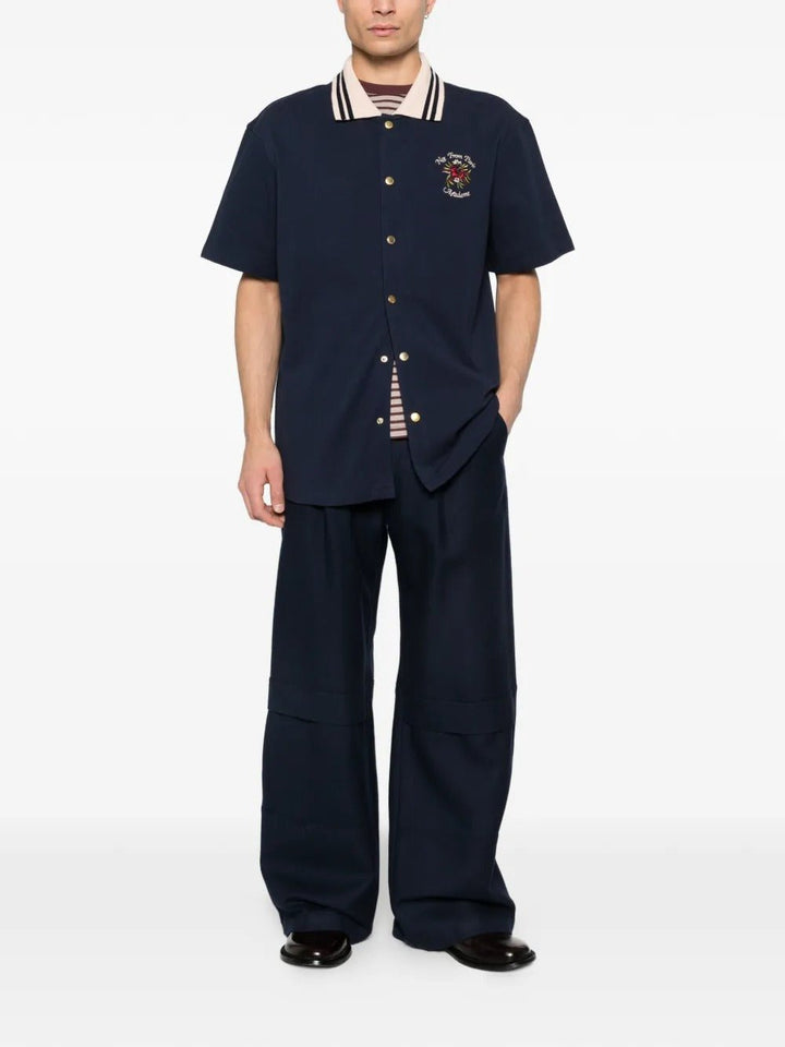 DRÔLE DE MONSIEUR - Chemises à Broderie Bleu Foncé - Lothaire
