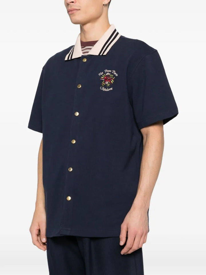 DRÔLE DE MONSIEUR - Chemises à Broderie Bleu Foncé - Lothaire