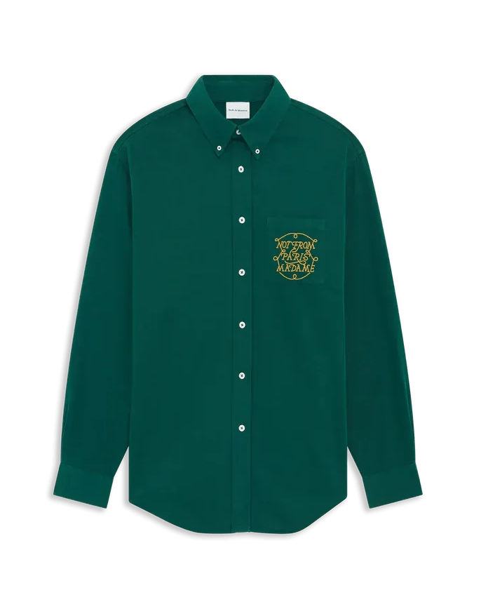 DRÔLE DE MONSIEUR : La Chemise Slogan Tresses vert - Lothaire