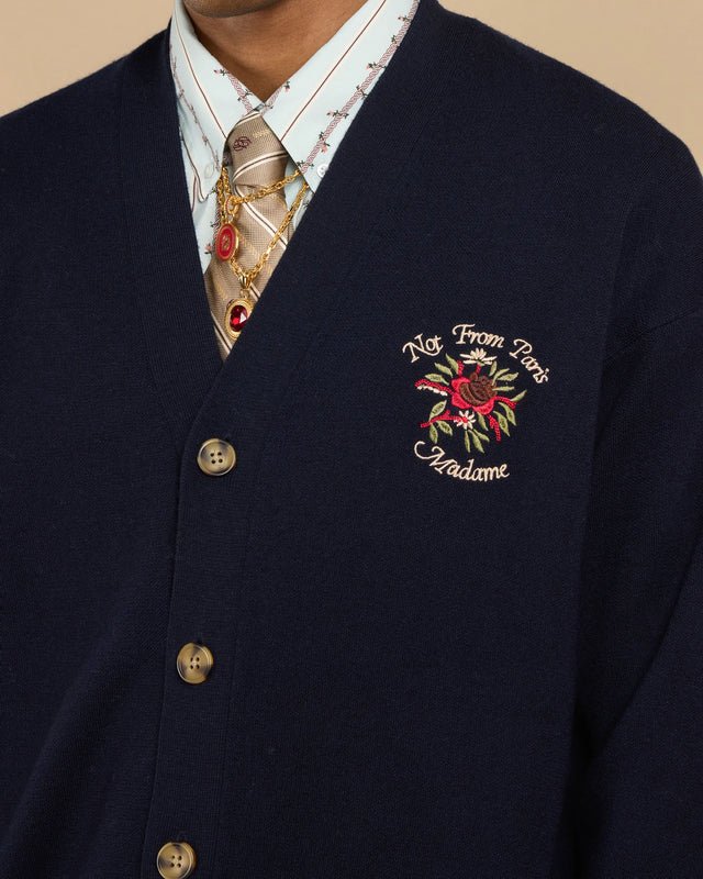 DRÔLE DE MONSIEUR - Le Cardigan Slogan Rose Marine - Lothaire