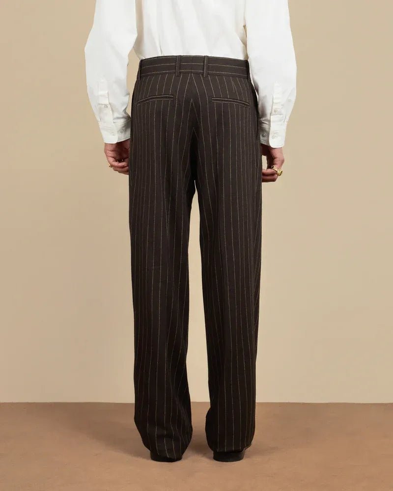 DRÔLE DE MONSIEUR - Le Pantalon Pinstripes marron - Lothaire