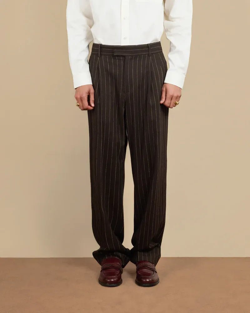 DRÔLE DE MONSIEUR - Le Pantalon Pinstripes marron - Lothaire