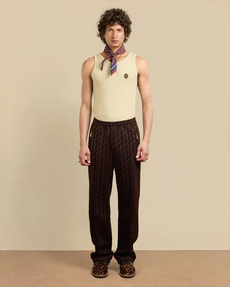 DRÔLE DE MONSIEUR - Le Track Pants Monogramme marron - Lothaire