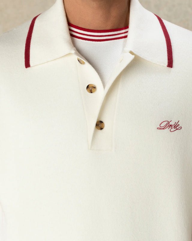 DRÔLE DE MONSIEUR - Polo en Maille Mérinos Blanc Cassé - Lothaire
