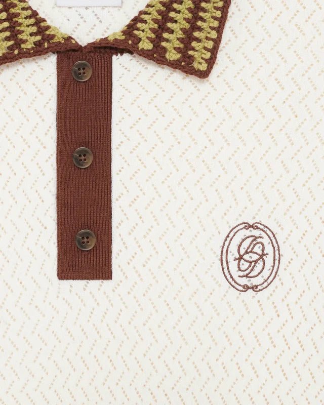 DRÔLE DE MONSIEUR - Polo maille ajourée D Miroir en coton Blanc cassé - Lothaire