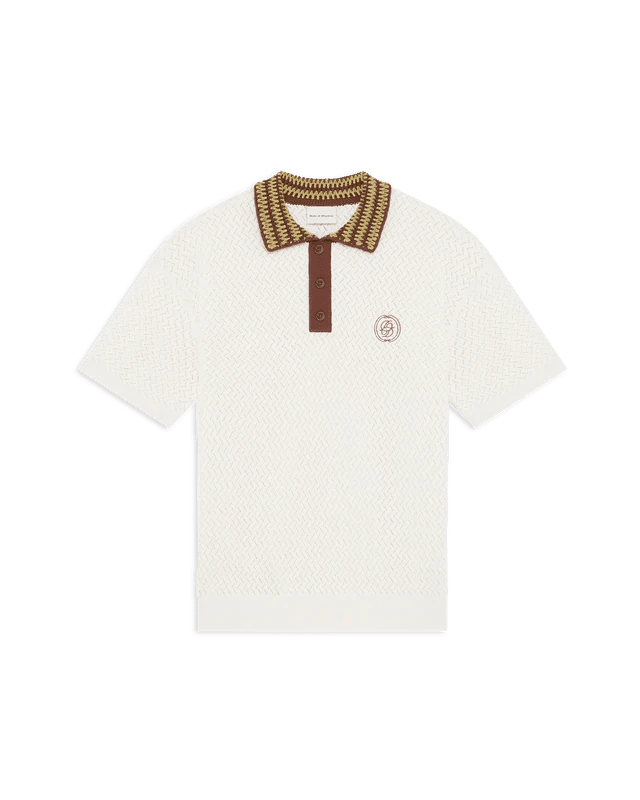 DRÔLE DE MONSIEUR - Polo maille ajourée D Miroir en coton Blanc cassé - Lothaire