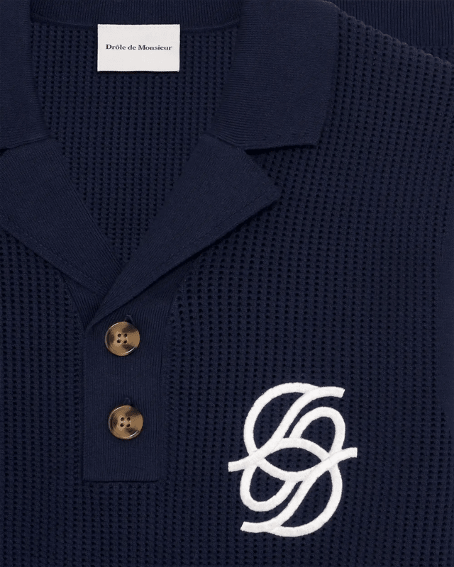 DRÔLE DE MONSIEUR - Polo Maille Monogramme Marine - Lothaire