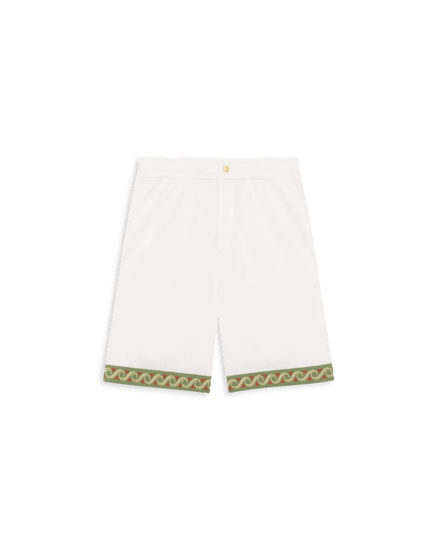 DRÔLE DE MONSIEUR - Short piqué brodé en coton Blanc cassé - Lothaire