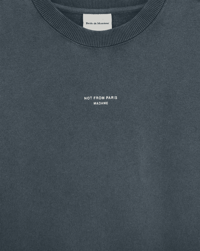 DRÔLE DE MONSIEUR - Sweatshirt Slogan Classique Délavé Gris foncé - Lothaire