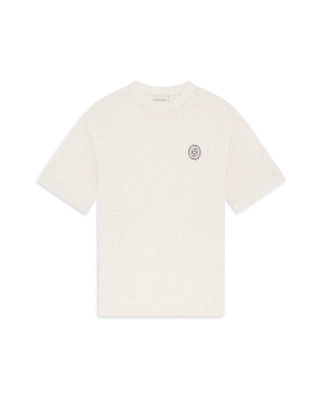DRÔLE DE MONSIEUR - T-shirt maille ajourée D Miroir en coton Blanc cassé - Lothaire