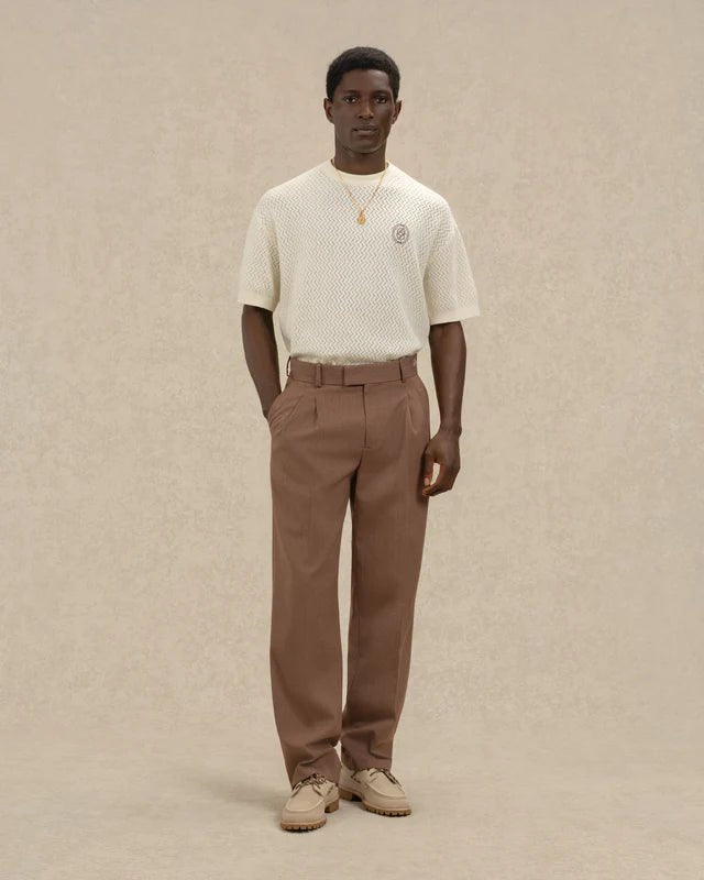 DRÔLE DE MONSIEUR - T-shirt maille ajourée D Miroir en coton Blanc cassé - Lothaire
