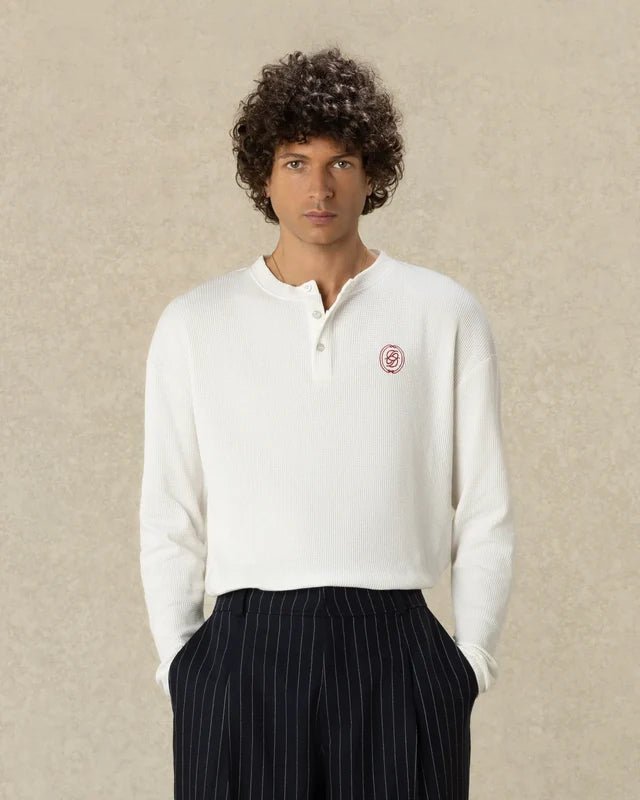 DRÔLE DE MONSIEUR - T-shirt Manches Longues Gaufré D Miroir Blanc cassé - Lothaire