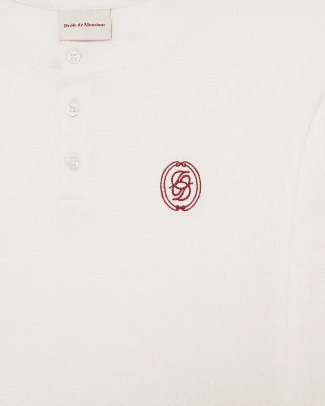 DRÔLE DE MONSIEUR - T-shirt Manches Longues Gaufré D Miroir Blanc cassé - Lothaire