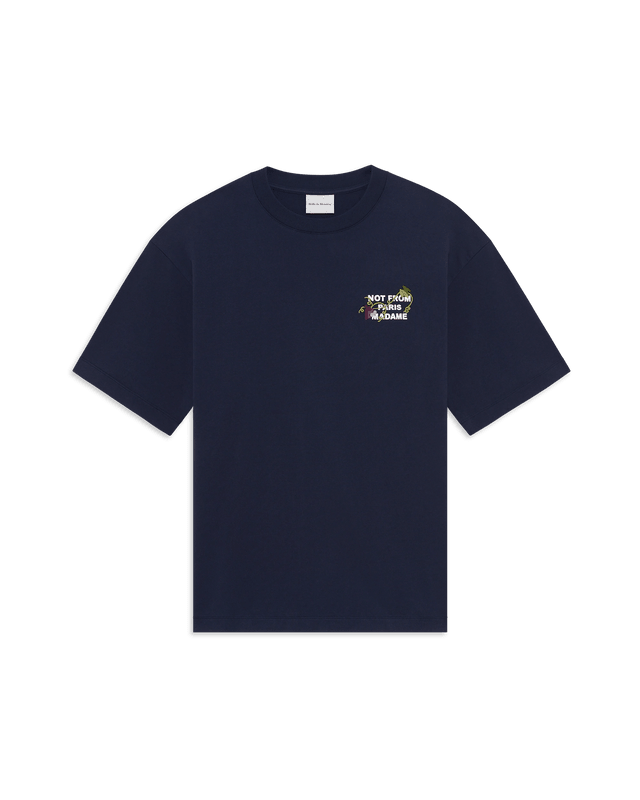 DRÔLE DE MONSIEUR - T-shirt Slogan Brodé Vigne Bleu Marine - Lothaire