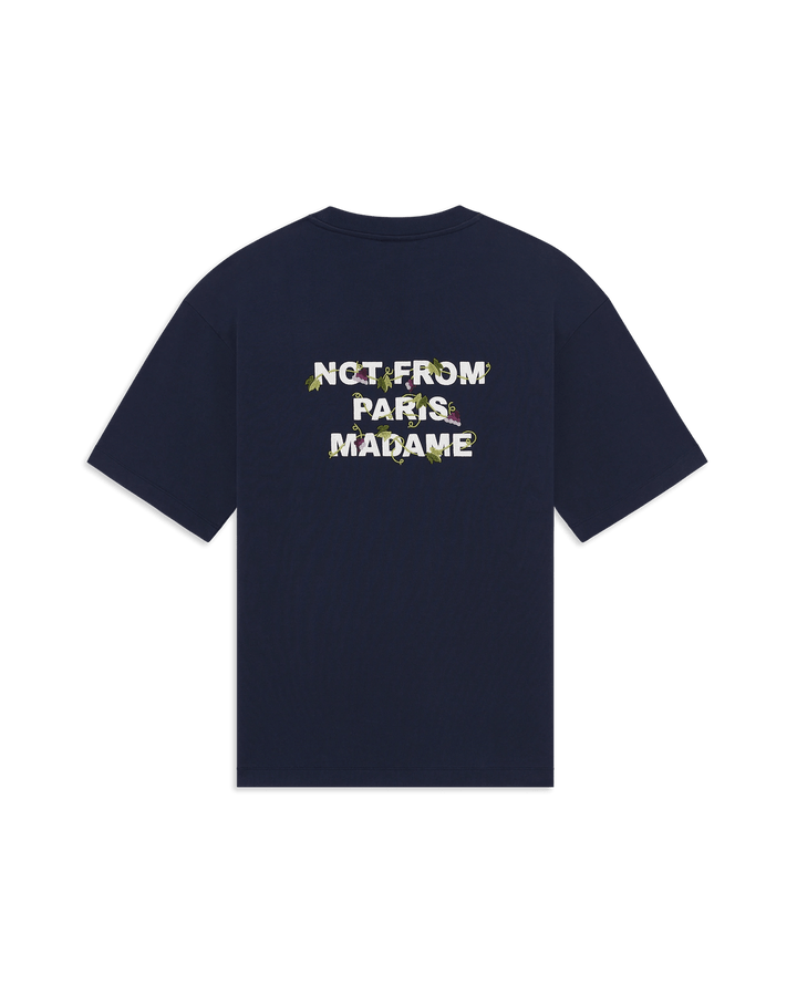 DRÔLE DE MONSIEUR - T-shirt Slogan Brodé Vigne Bleu Marine - Lothaire