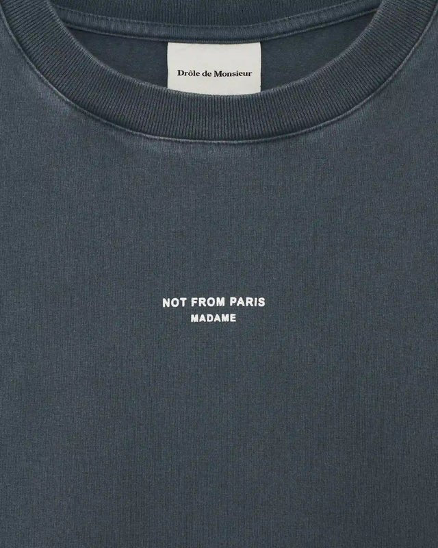 DRÔLE DE MONSIEUR - T-shirt Slogan Classique Délavé Gris foncé - Lothaire