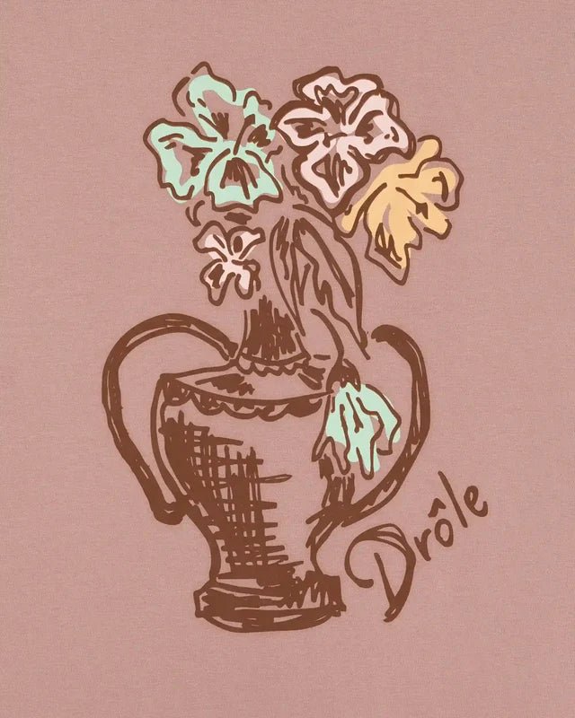 DRÔLE DE MONSIEUR - T-shirt Vase Havana en coton Vieux Rose - Lothaire