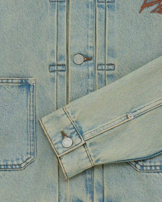 DRÔLE DE MONSIEUR - Veste Denim Dusty brodée fleurs Bleu jean - Lothaire