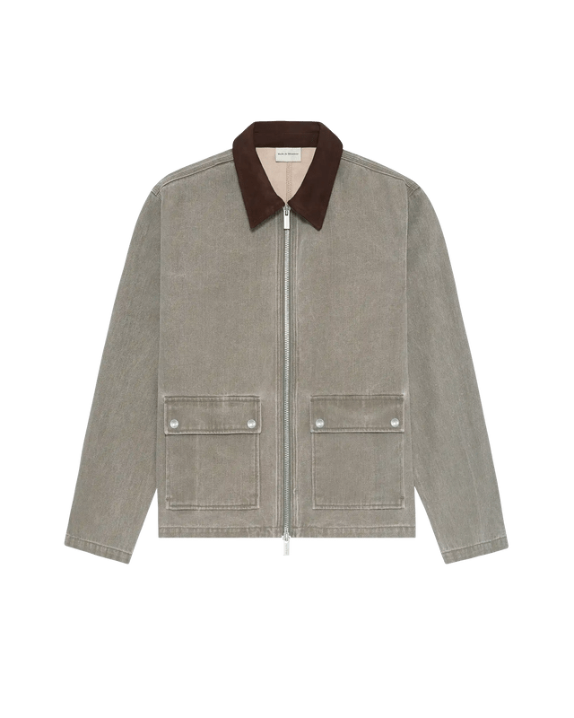 DRÔLE DE MONSIEUR – Veste en denim zippée Kaki délavé - Lothaire