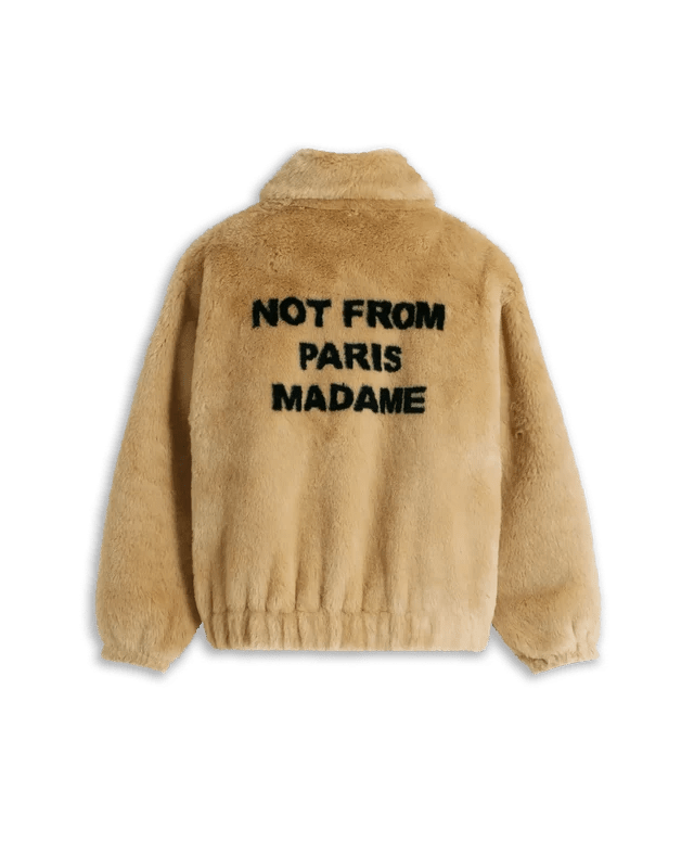 DRÔLE DE MONSIEUR - Veste en fausse fourrure Slogan Beige - Lothaire