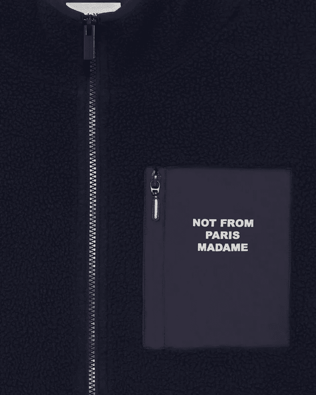 DRÔLE DE MONSIEUR - Veste Zippée Sherpa Slogan Bleu marine - Lothaire