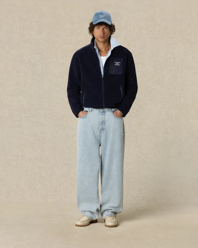 DRÔLE DE MONSIEUR - Veste Zippée Sherpa Slogan Bleu marine - Lothaire