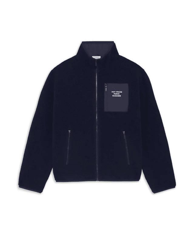 DRÔLE DE MONSIEUR - Veste Zippée Sherpa Slogan Bleu marine - Lothaire