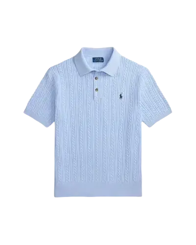POLO RALPH LAUREN – Polo en maille torsadée Bleu ciel