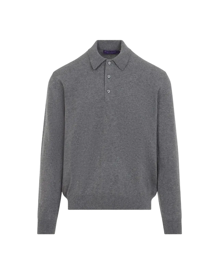 POLO RALPH LAUREN - Polo manches longues en cachemire Gris moyen