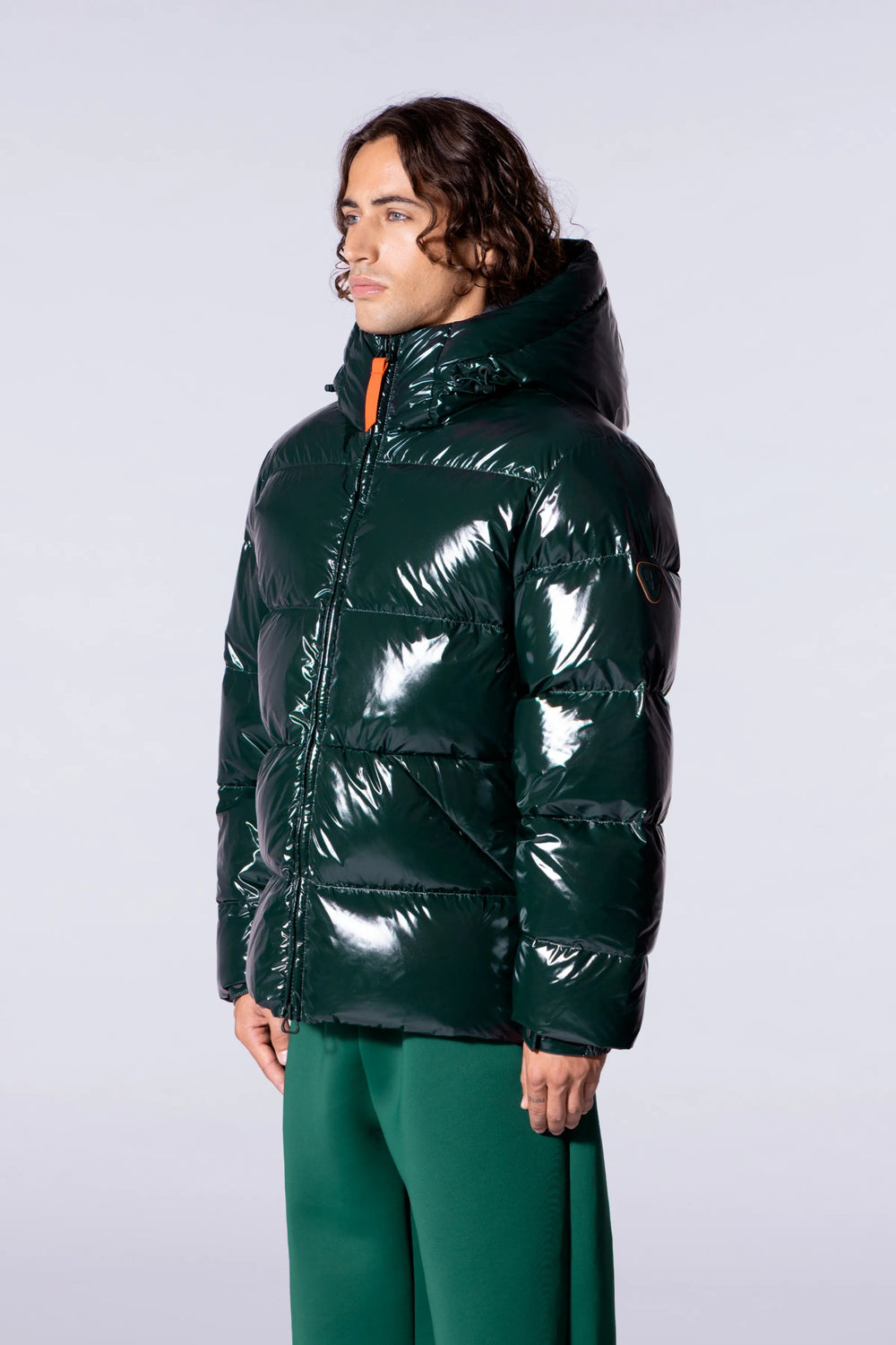 GERTRUDE - Doudoune à capuche coupe droite nylon glossy Vianney Bright Dark Forest - Lothaire