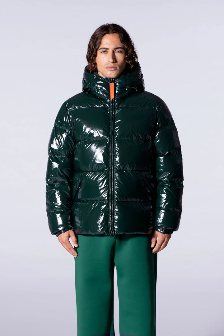 GERTRUDE - Doudoune à capuche coupe droite nylon glossy Vianney Bright Dark Forest - Lothaire