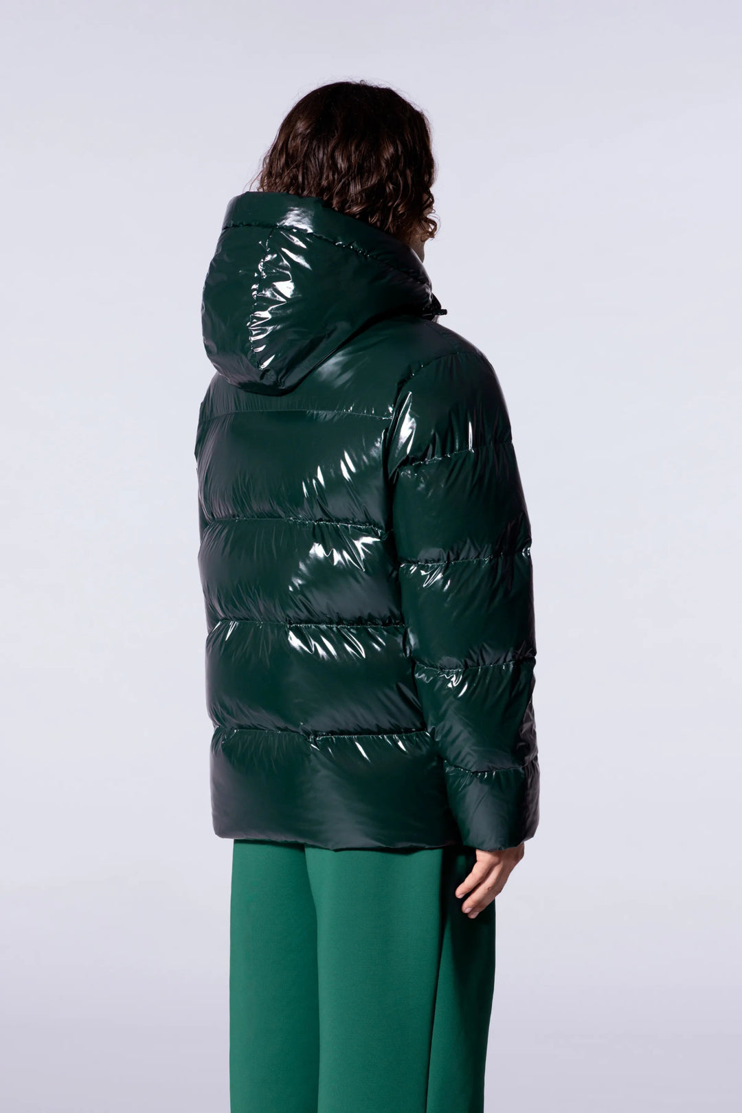 GERTRUDE - Doudoune à capuche coupe droite nylon glossy Vianney Bright Dark Forest - Lothaire