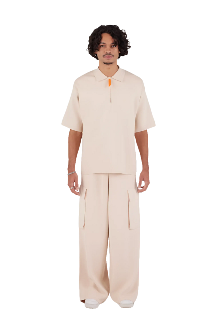 GERTRUDE - Polo en maille avec col zippé Lulu Beige - Lothaire
