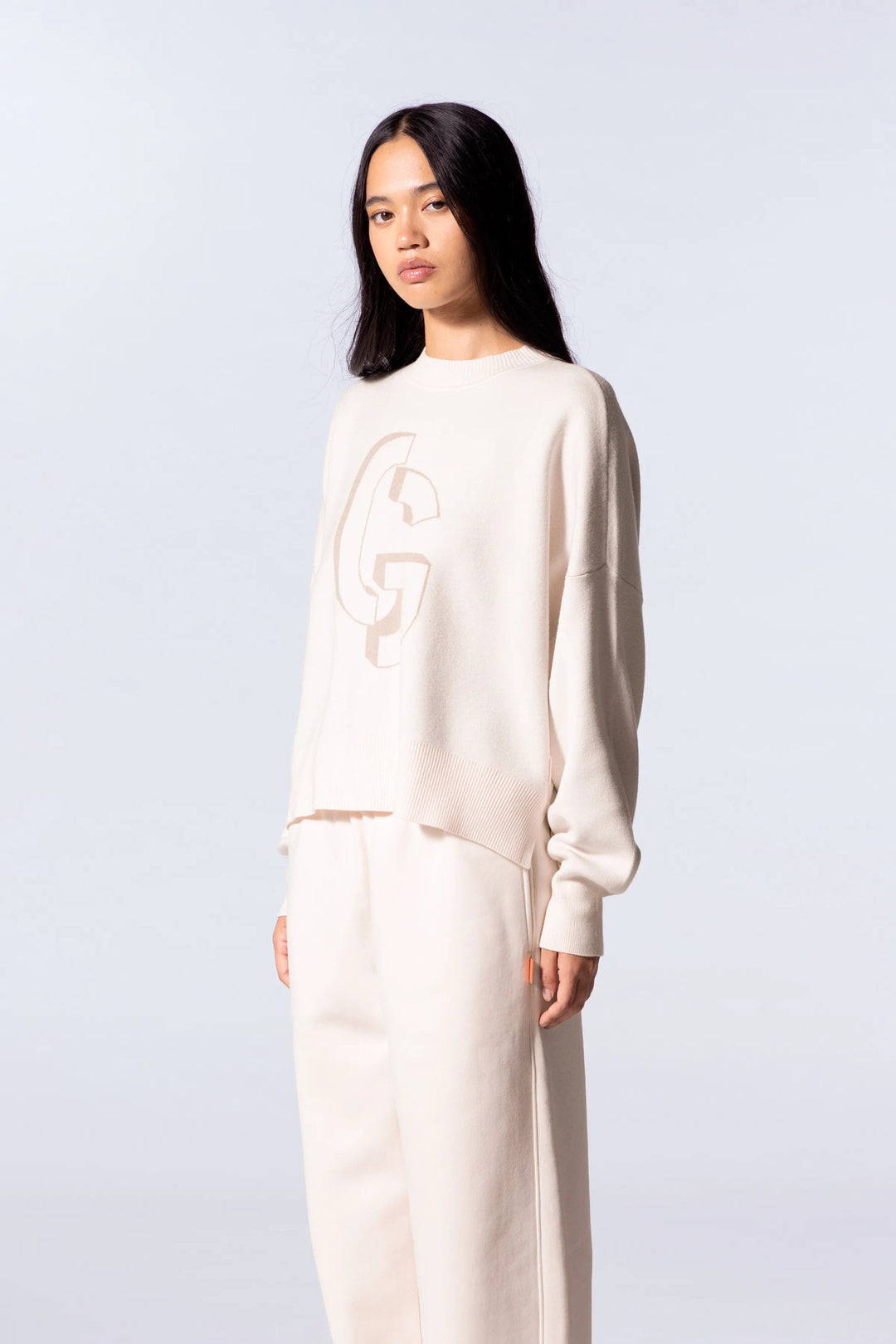 GERTRUDE - Pull en maille jacquard ample Natalia Crème - Lothaire
