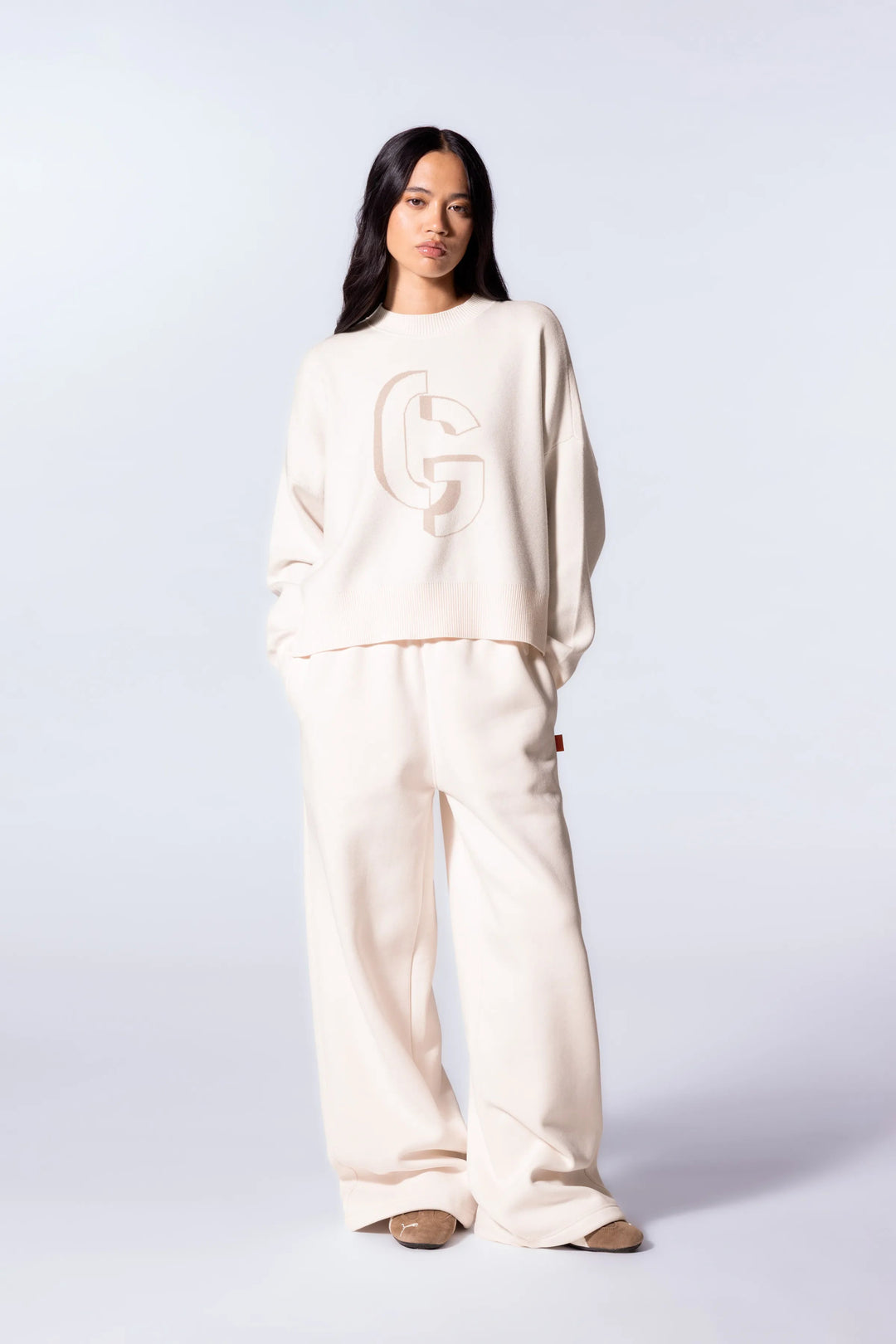 GERTRUDE - Pull en maille jacquard ample Natalia Crème - Lothaire