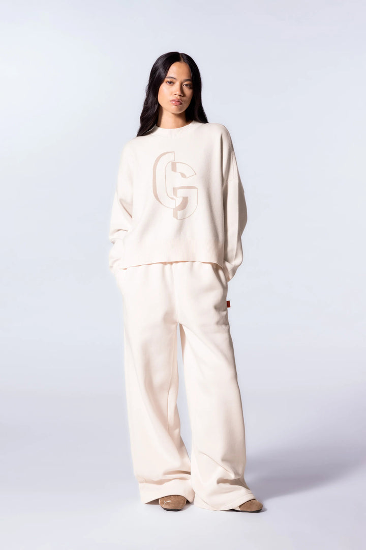 GERTRUDE - Pull en maille jacquard ample Natalia Crème - Lothaire
