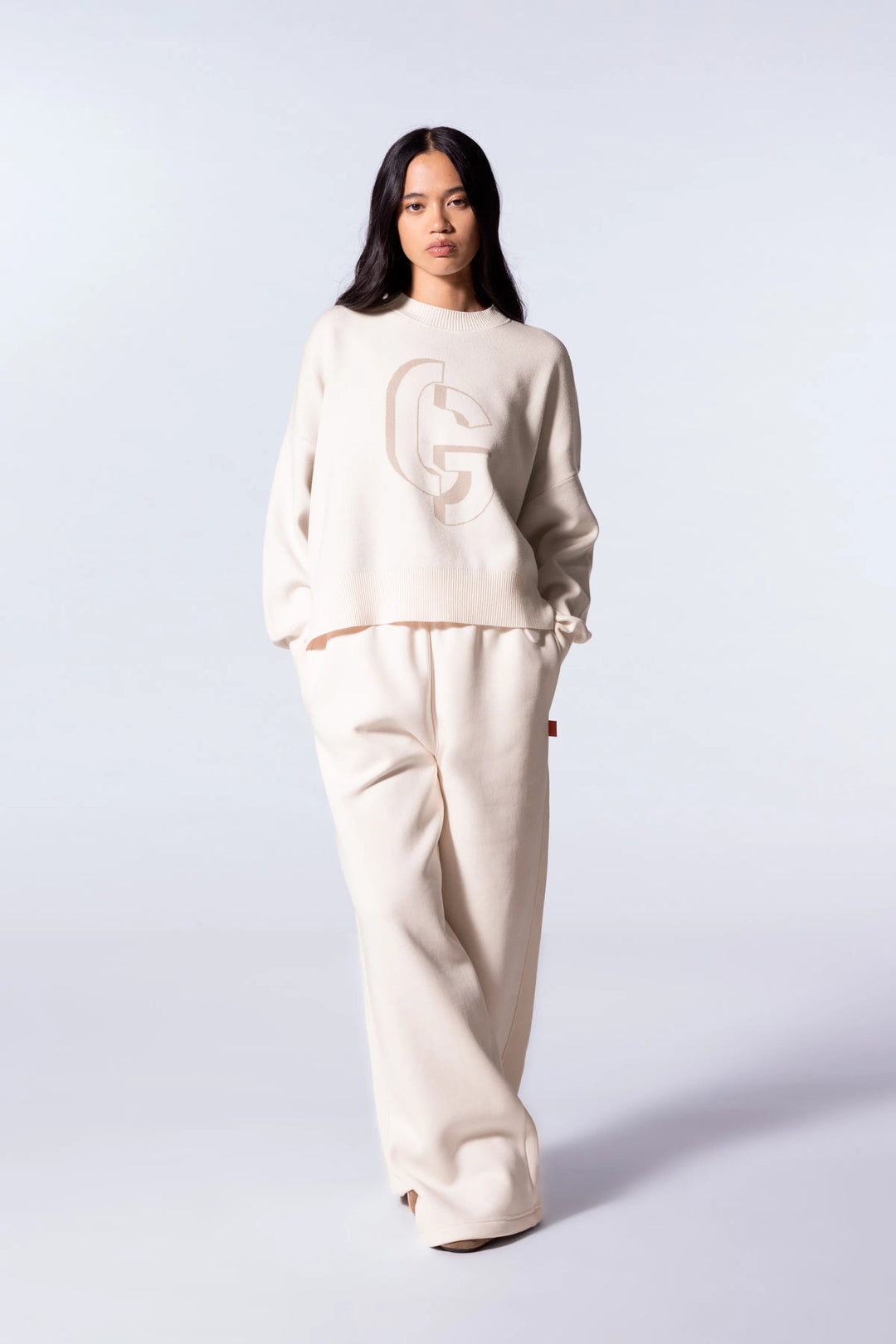 GERTRUDE - Pull en maille jacquard ample Natalia Crème - Lothaire